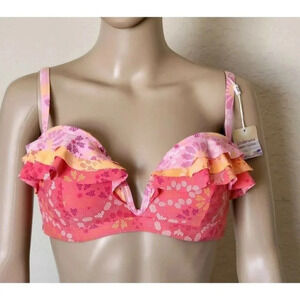 Coco Rave Swimsuit bikini top Cup34 36 D U-Wire Coral  size M/L